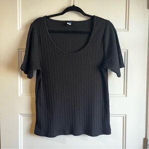 Old Navy Women’s Black Ribbed Short Sleeve Top | XXL